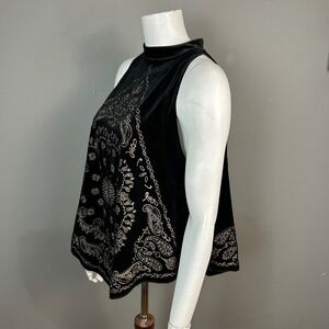 Black Velvet Halter Top Medium Bandana Free People Asymmetrical Soft Grunge Goth